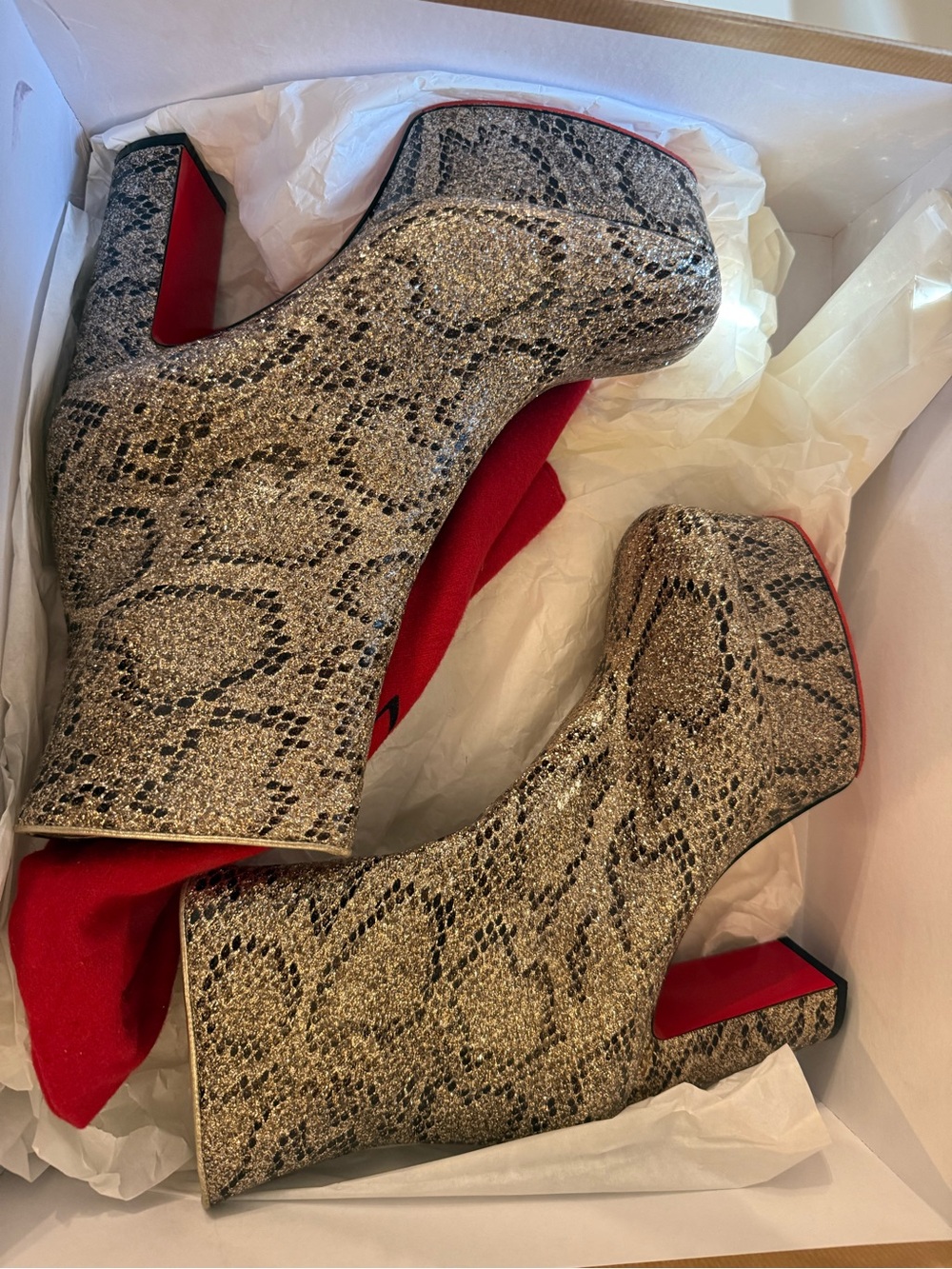 Christian Louboutin Protoboot 110 Glitter Eve Ankle Bootie - Gold